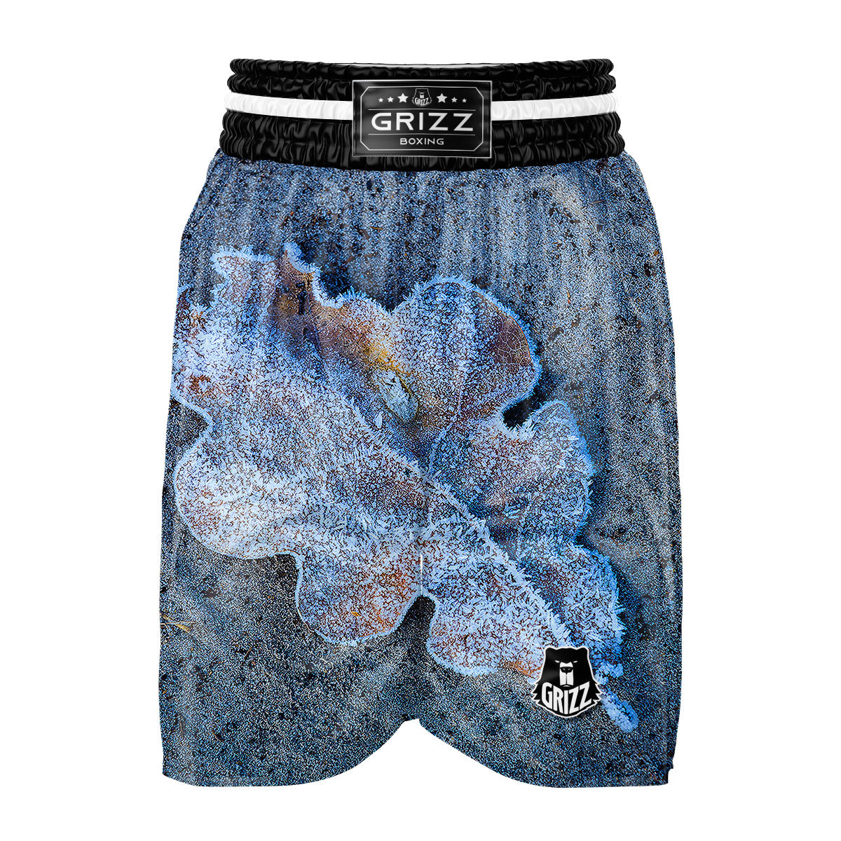 Frozen Leaf Oak Print Boxing Shorts-grizzshop