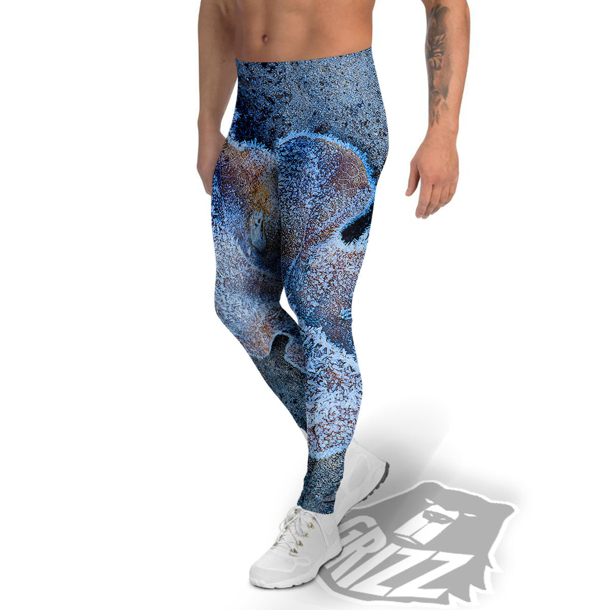 Frozen Leaf Oak Print Men's Leggings-grizzshop