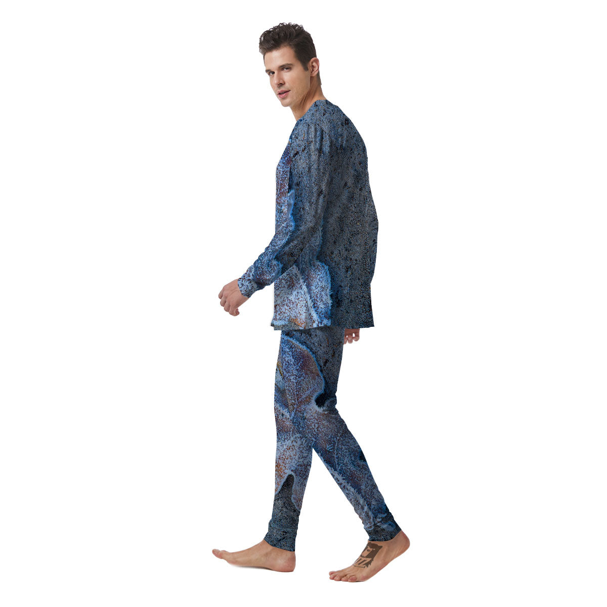 Frozen Leaf Oak Print Men's Pajamas-grizzshop