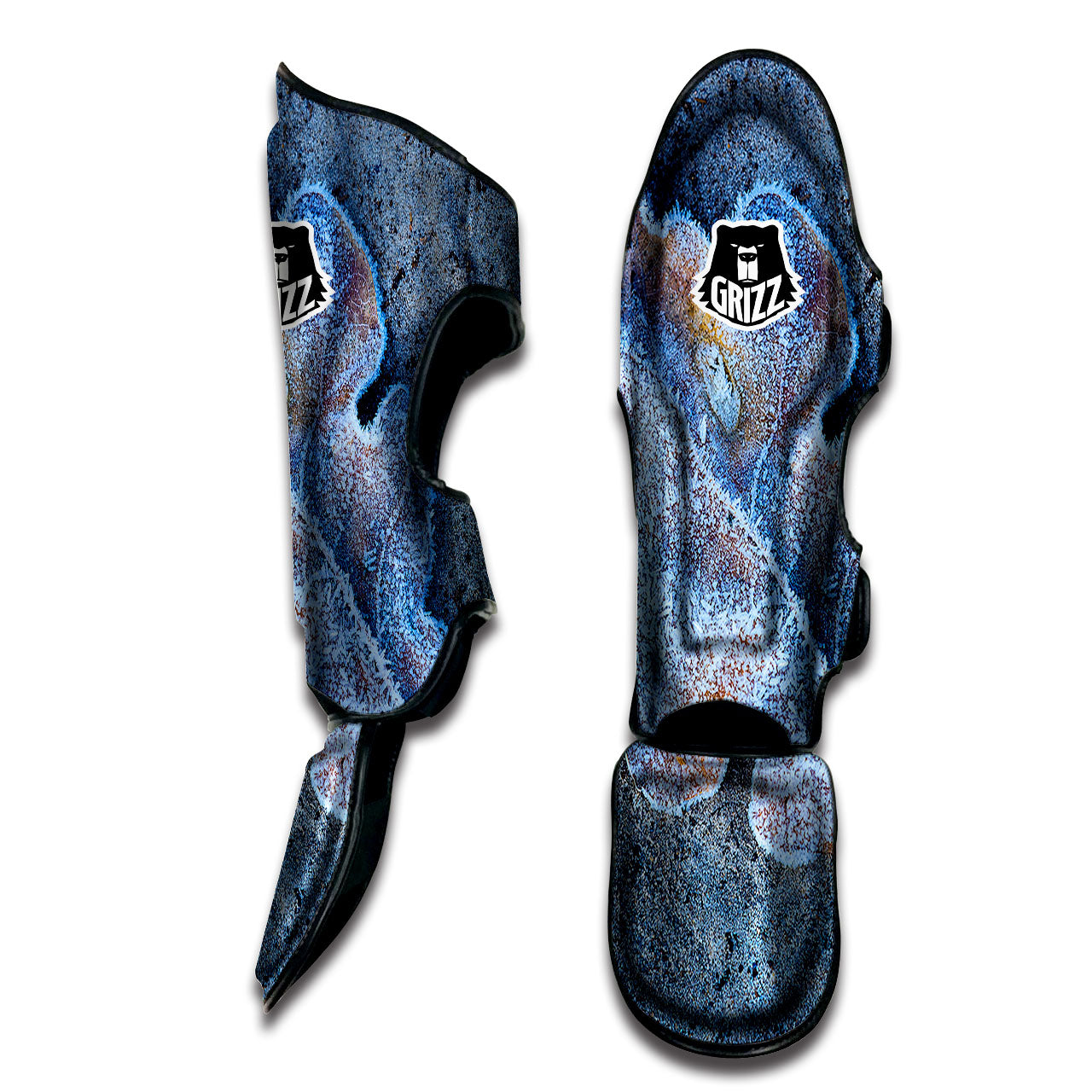 Frozen Leaf Oak Print Muay Thai Shin Guards-grizzshop