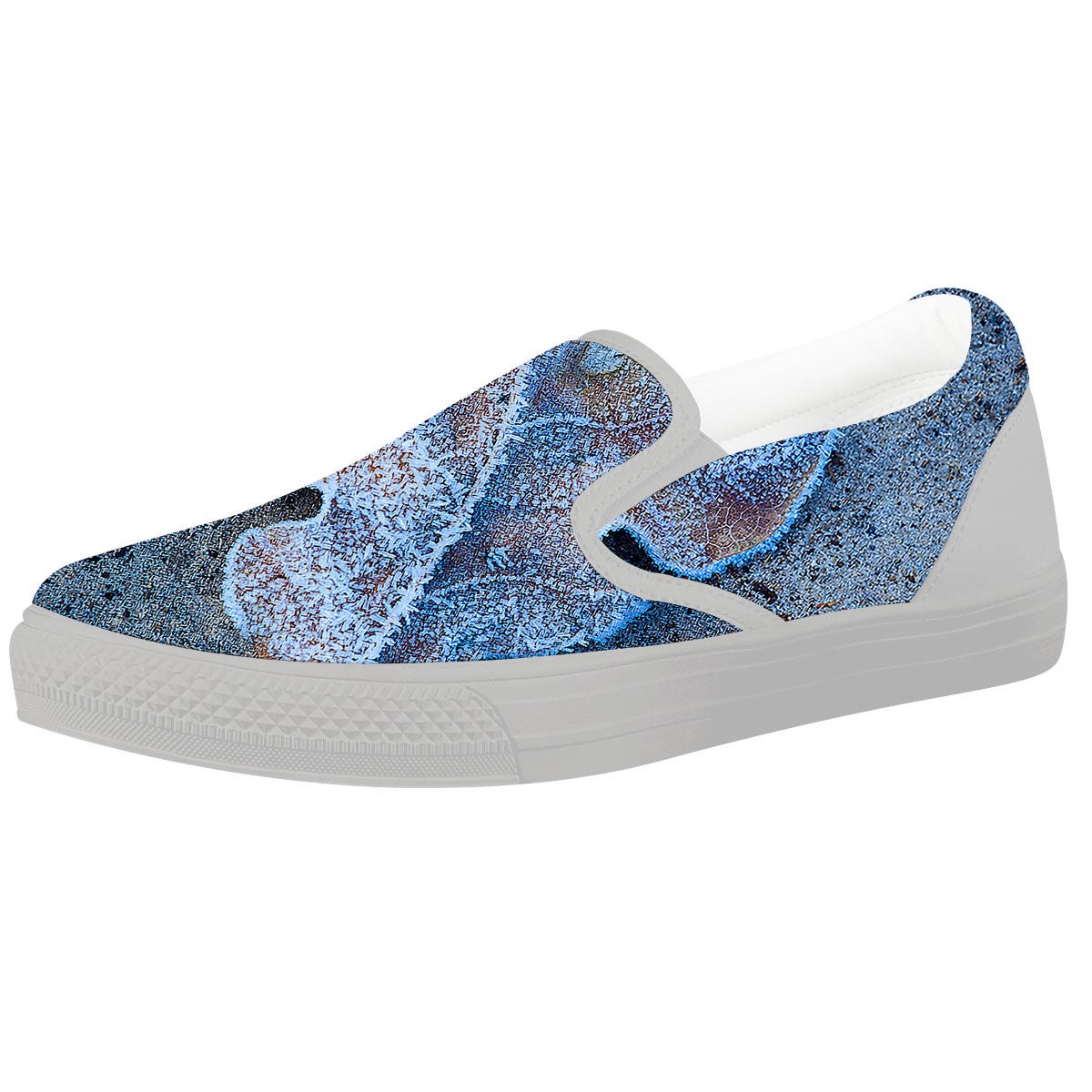 Frozen Leaf Oak Print White Slip On Shoes-grizzshop