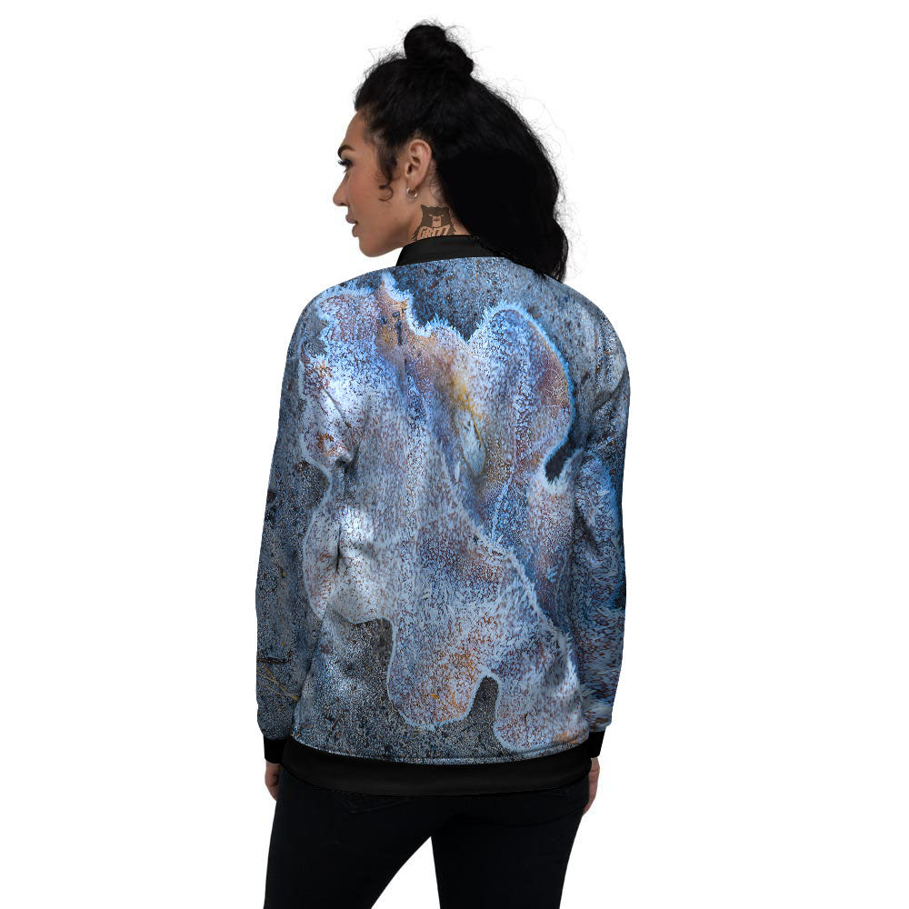 Frozen Leaf Oak Print Women's Bomber Jacket-grizzshop
