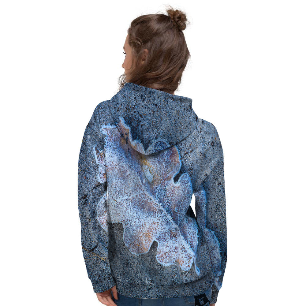 Frozen Leaf Oak Print Women's Hoodie-grizzshop