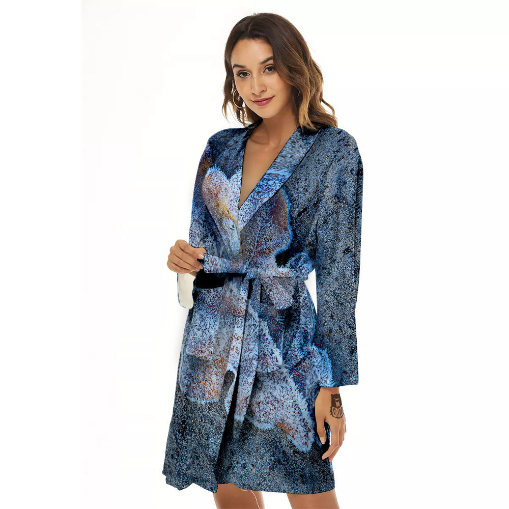 Frozen Leaf Oak Print Women's Robe-grizzshop