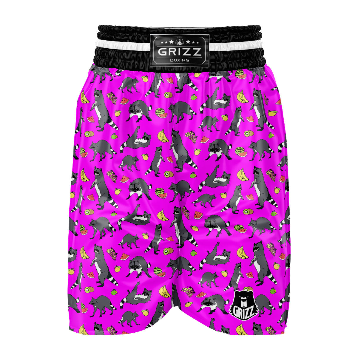 Fruit And Raccoon Print Pattern Boxing Shorts-grizzshop