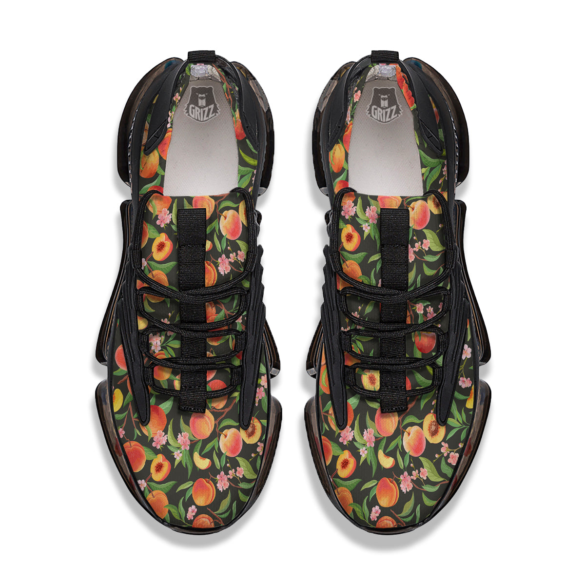 Fruit Apricot Watercolor Print Pattern Black Gym Shoes-grizzshop