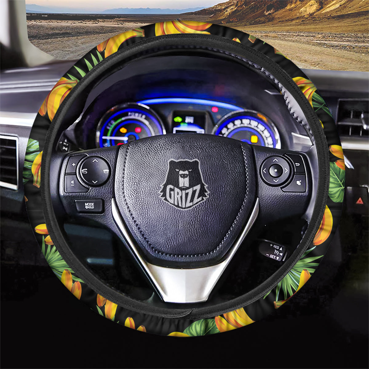Fruit Banana Print Pattern Car Steering Wheel Cover-grizzshop