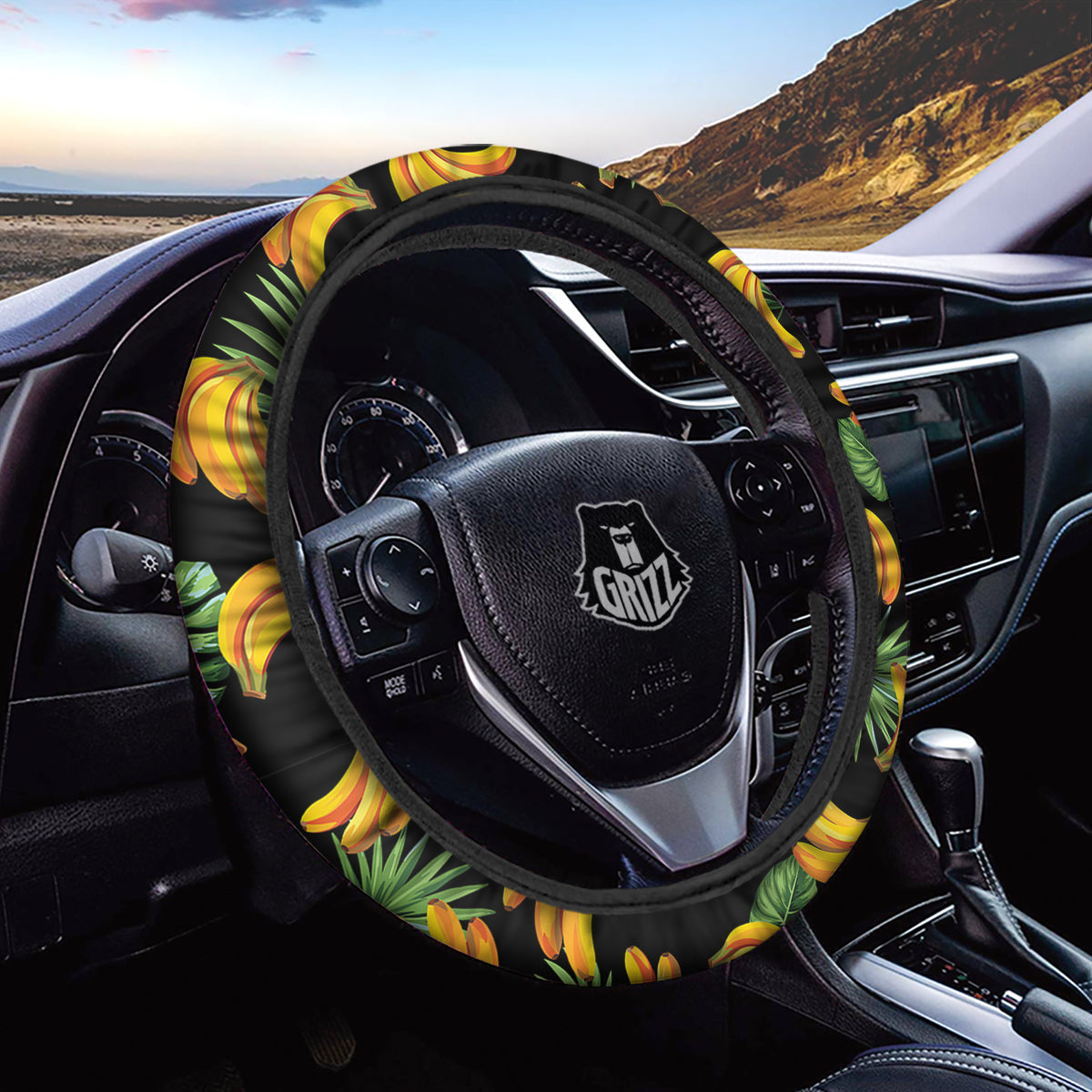 Fruit Banana Print Pattern Car Steering Wheel Cover-grizzshop