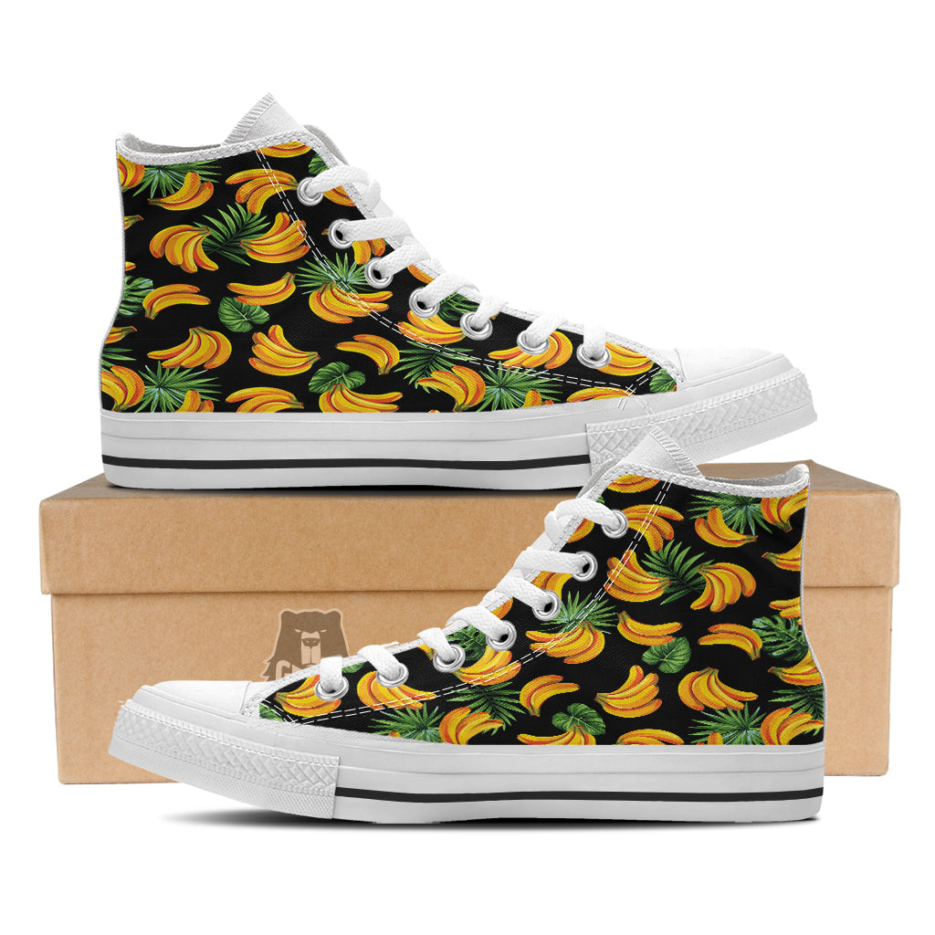 Fruit Banana Print Pattern White High Top Shoes-grizzshop