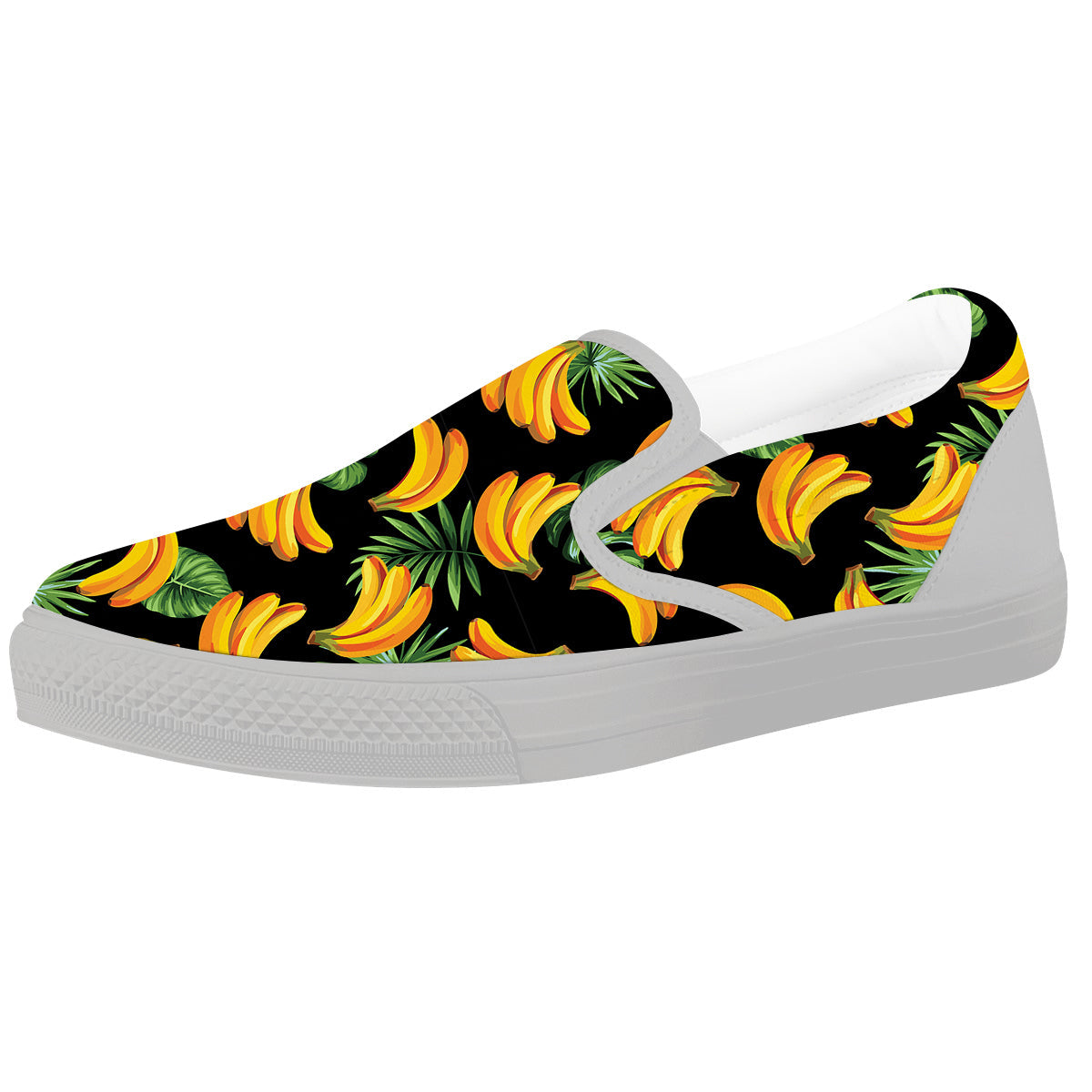 Fruit Banana Print Pattern White Slip On Shoes-grizzshop