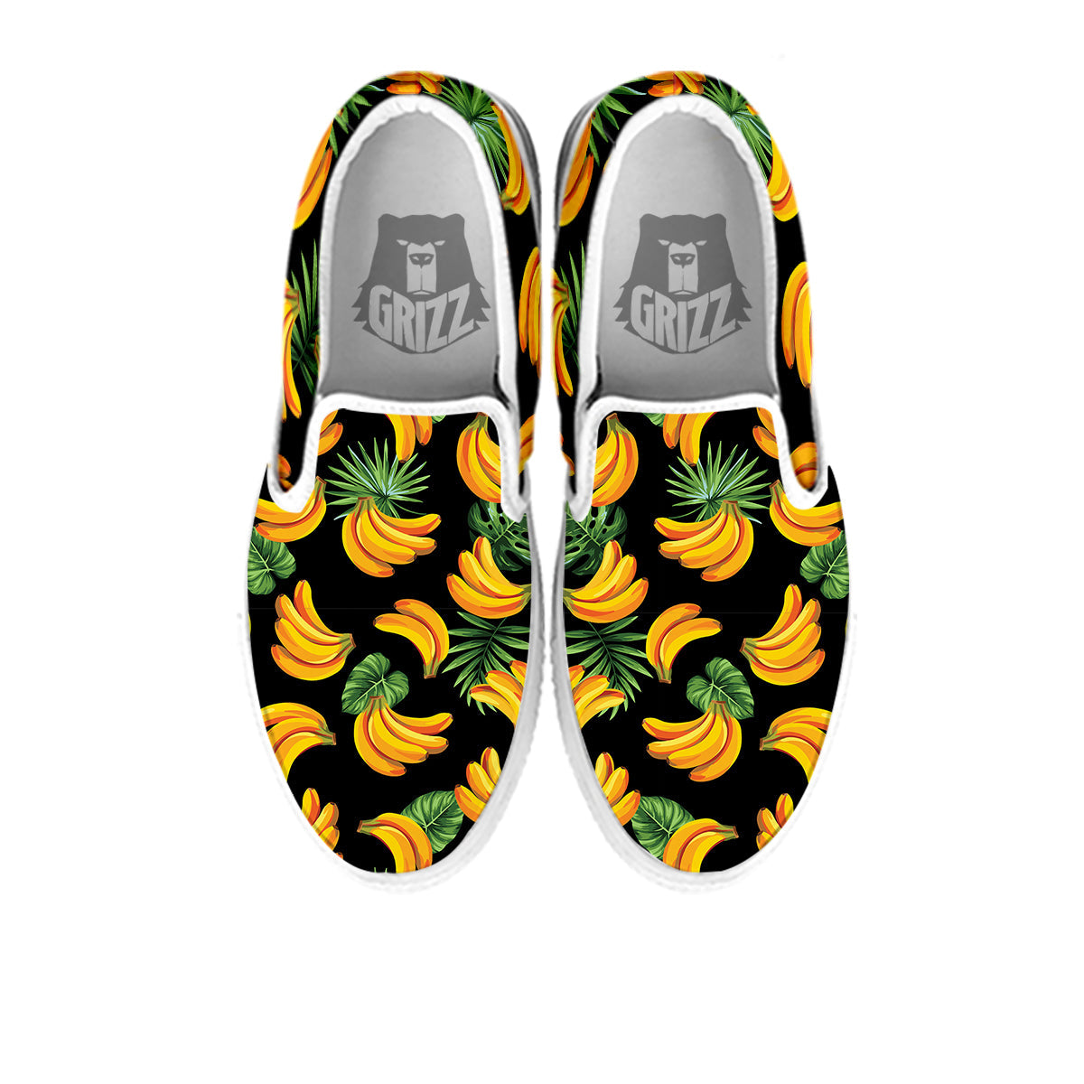 Fruit Banana Print Pattern White Slip On Shoes-grizzshop