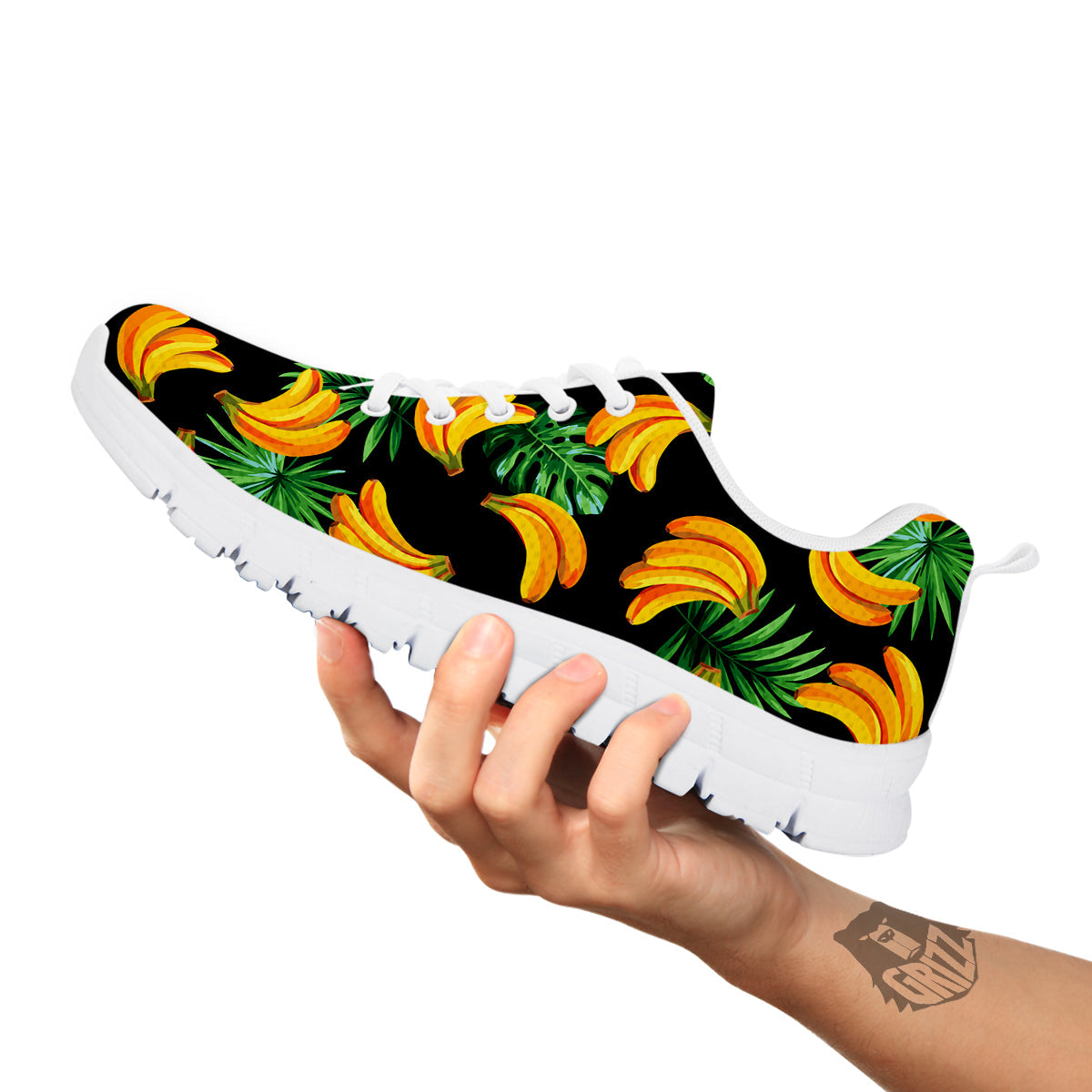 Fruit Banana Print Pattern White Sneaker-grizzshop