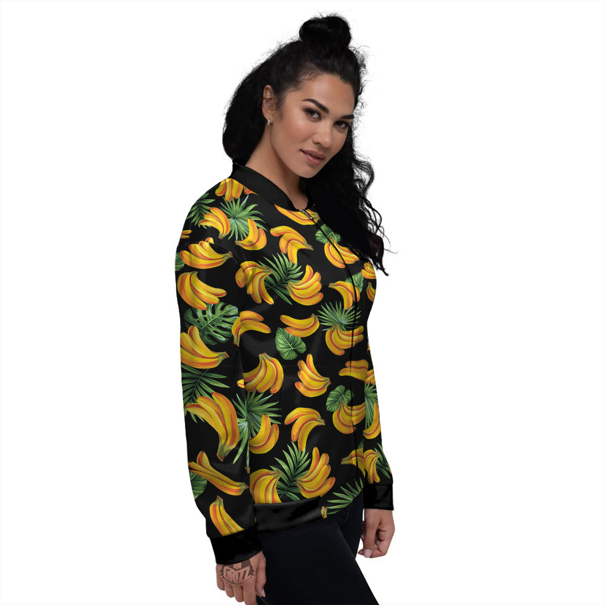 Fruit Banana Print Pattern Women's Bomber Jacket-grizzshop