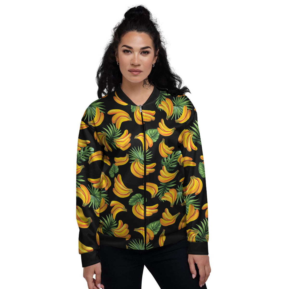 Fruit Banana Print Pattern Women's Bomber Jacket-grizzshop
