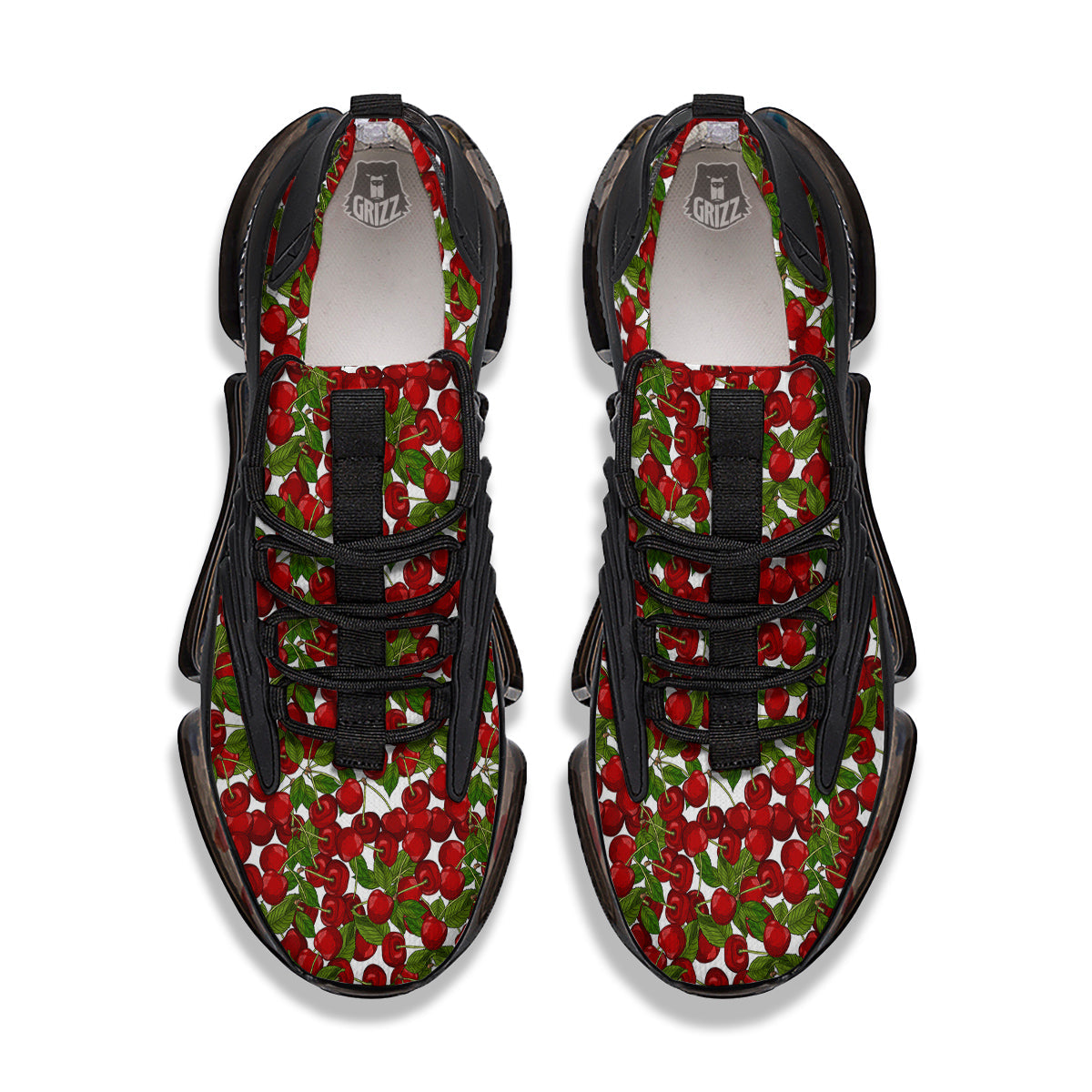 Fruit Cherry Print Pattern Black Gym Shoes-grizzshop