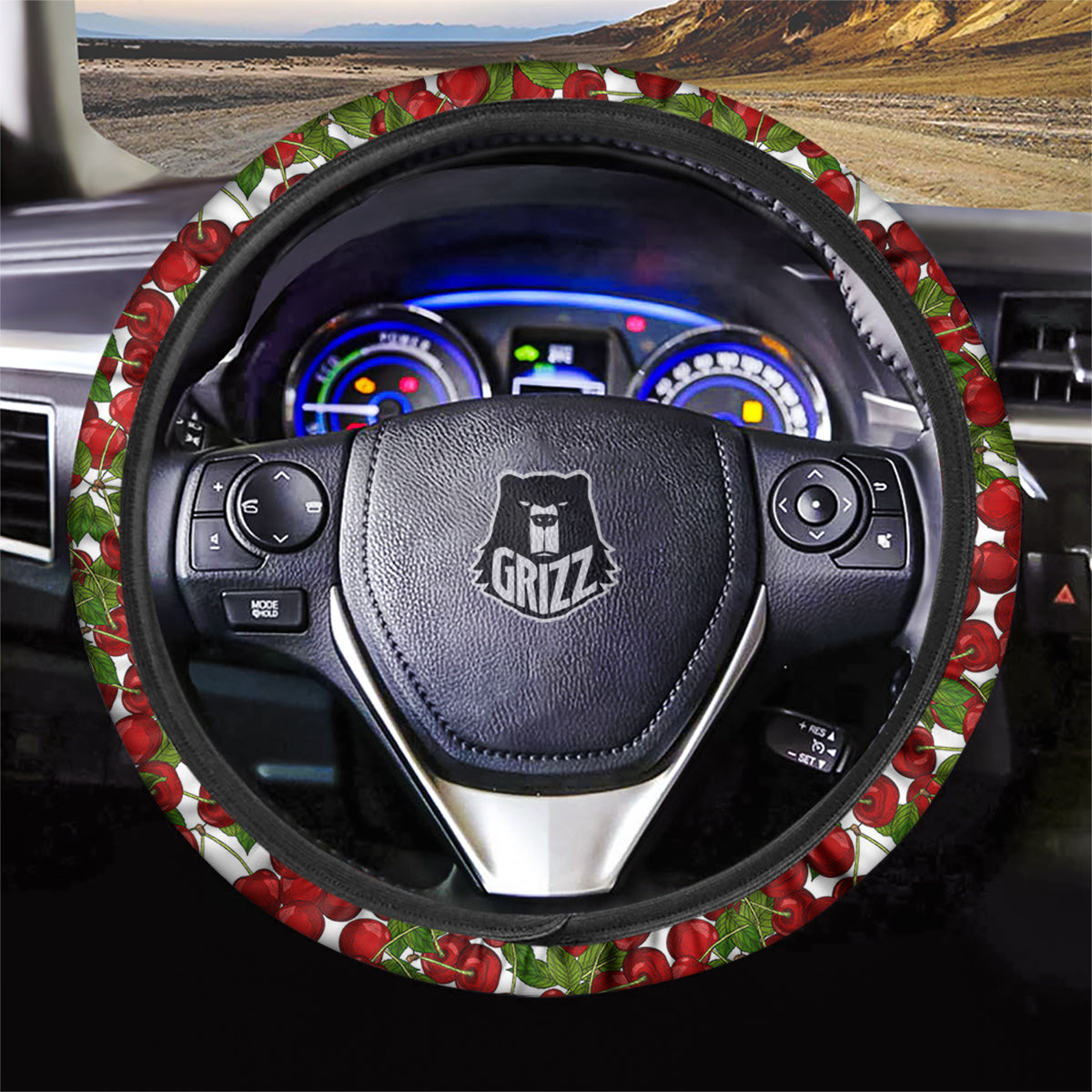 Fruit Cherry Print Pattern Car Steering Wheel Cover-grizzshop