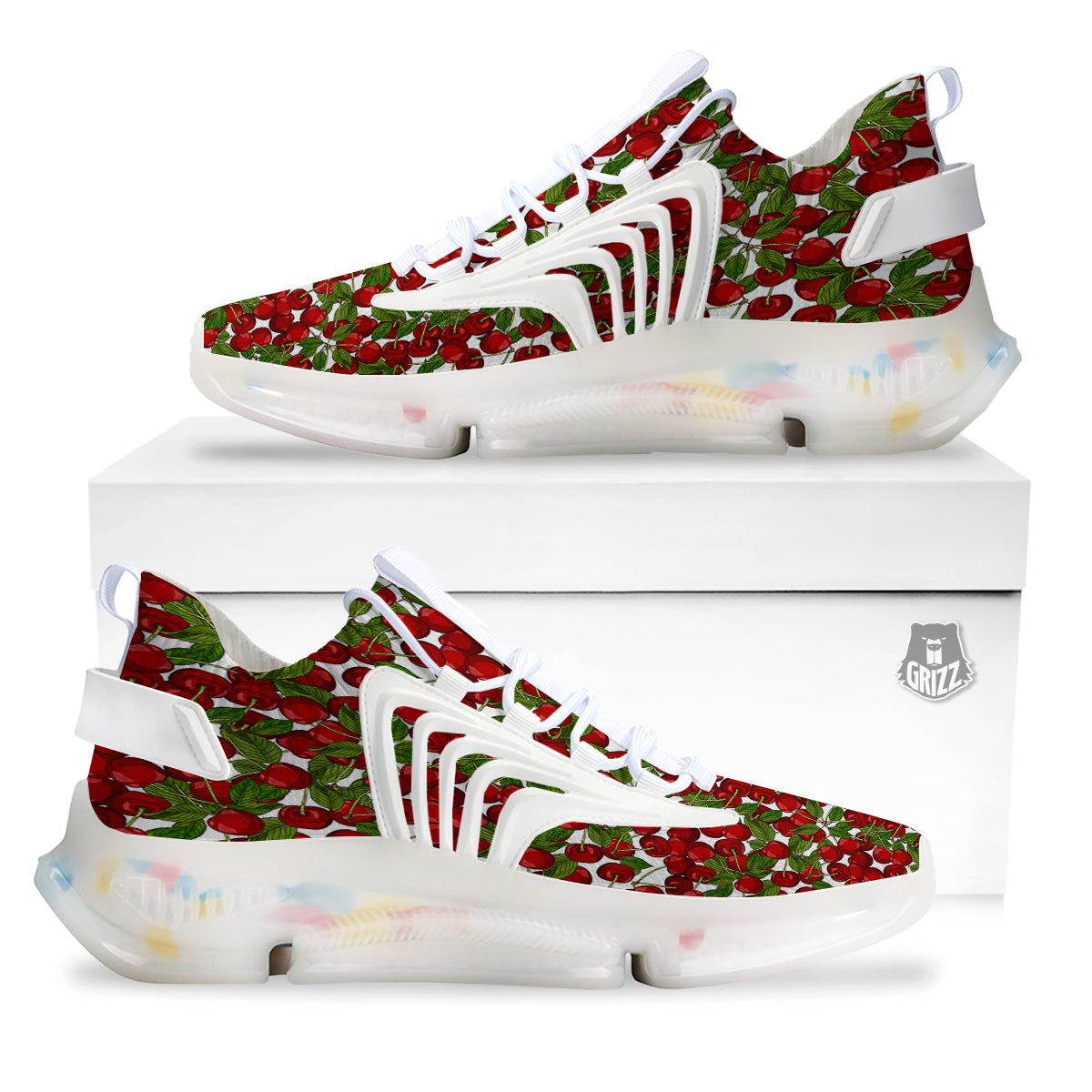 Fruit Cherry Print Pattern White Gym Shoes-grizzshop