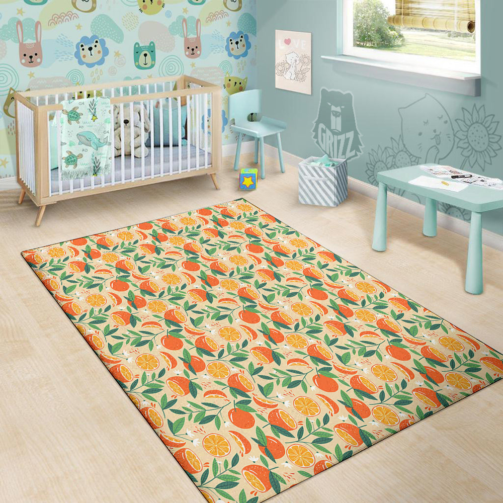 Fruit Cute Orange Print Pattern Floor Mat-grizzshop
