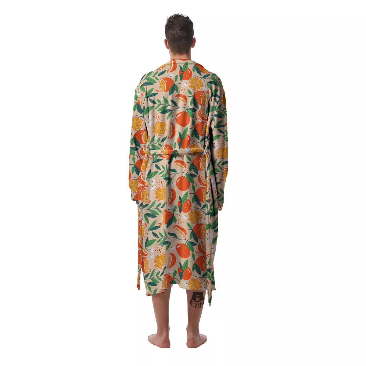 Fruit Cute Orange Print Pattern Men's Robe-grizzshop