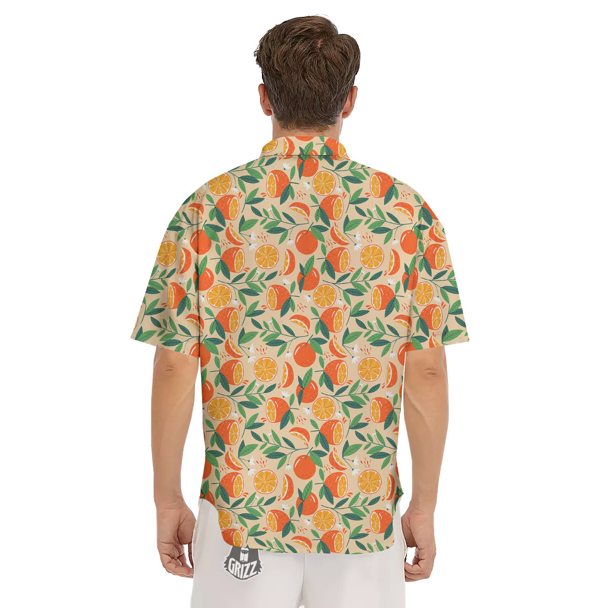 Fruit Cute Orange Print Pattern Men's Short Sleeve Shirts-grizzshop