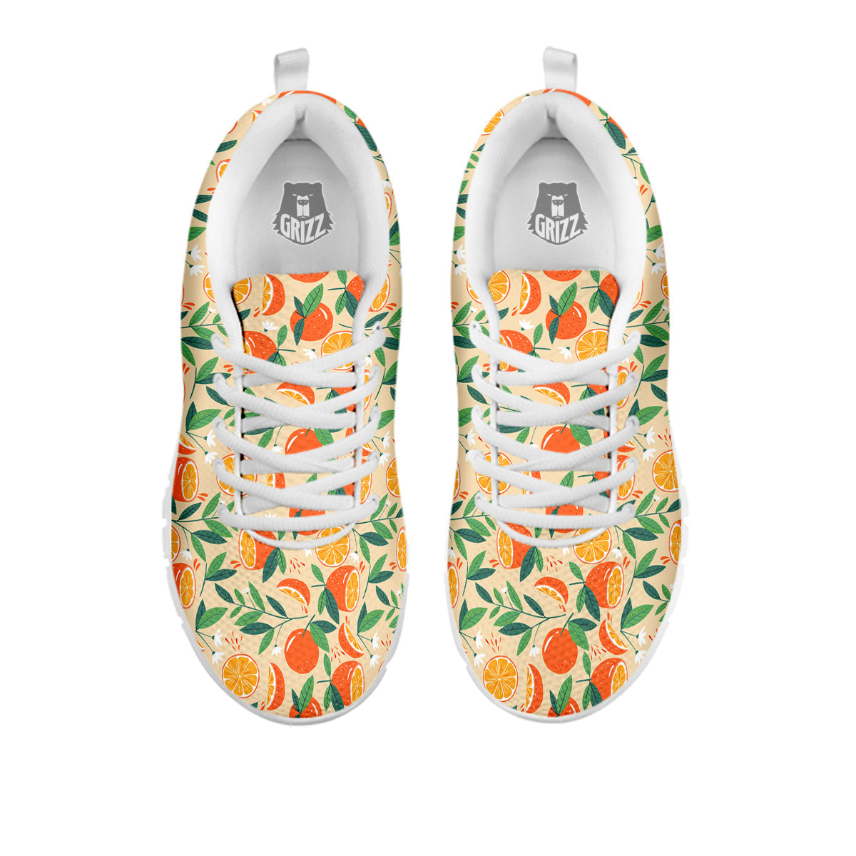 Fruit Cute Orange Print Pattern White Sneaker-grizzshop