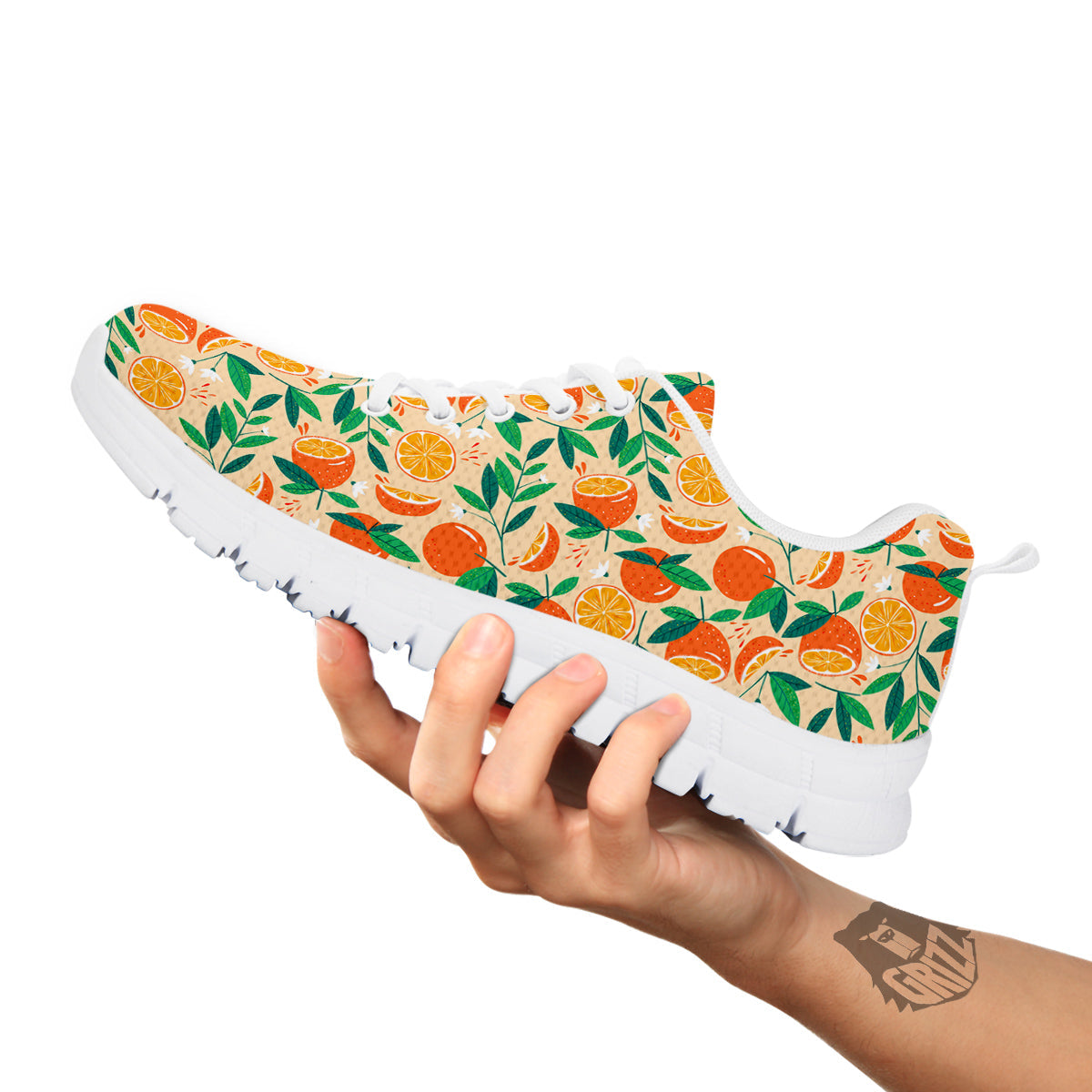 Fruit Cute Orange Print Pattern White Sneaker-grizzshop