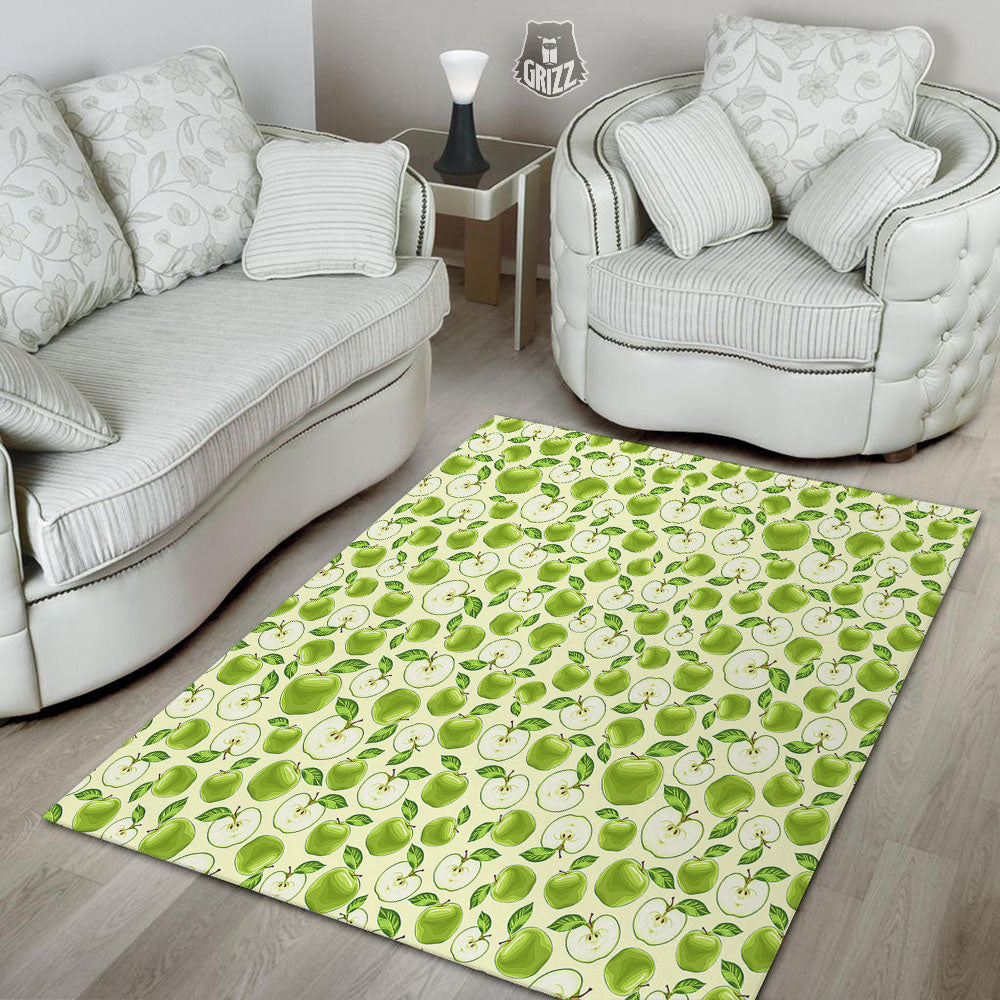 Fruit Green Apple Print Pattern Floor Mat-grizzshop