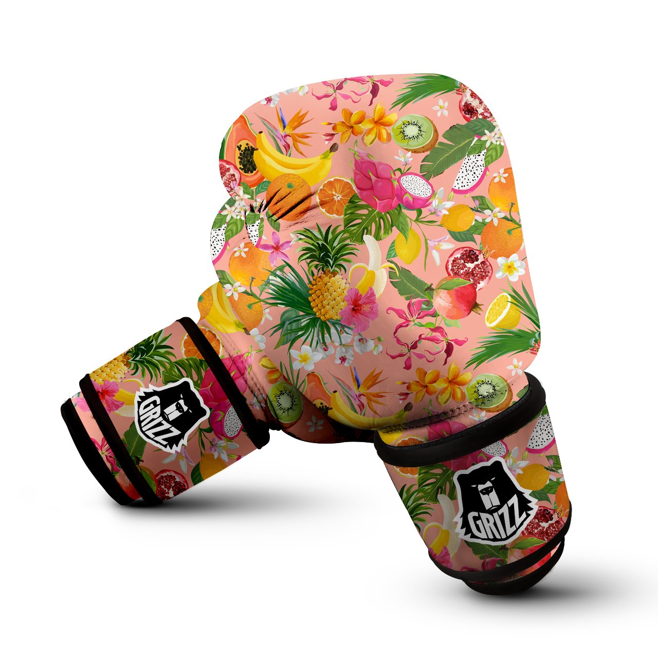 Fruit Leaf Tropical Print Pattern Boxing Gloves-grizzshop