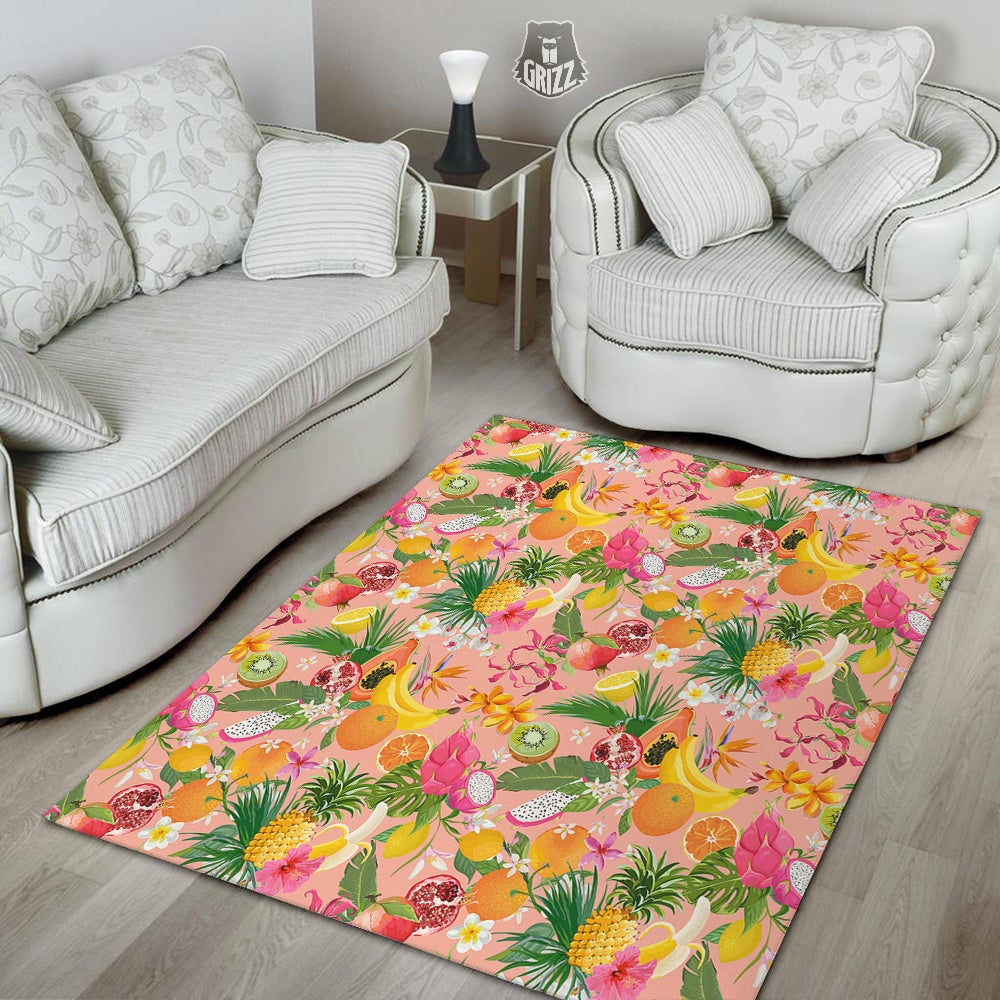 Fruit Leaf Tropical Print Pattern Floor Mat-grizzshop