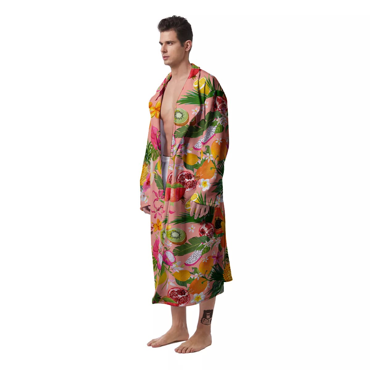 Fruit Leaf Tropical Print Pattern Men's Robe-grizzshop