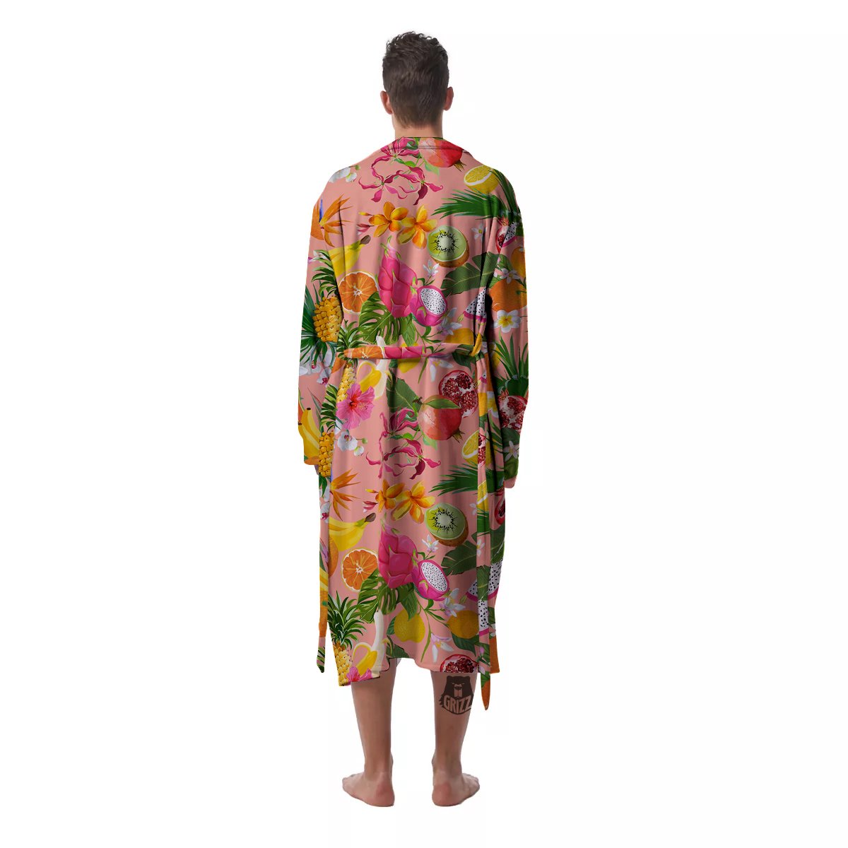 Fruit Leaf Tropical Print Pattern Men's Robe-grizzshop