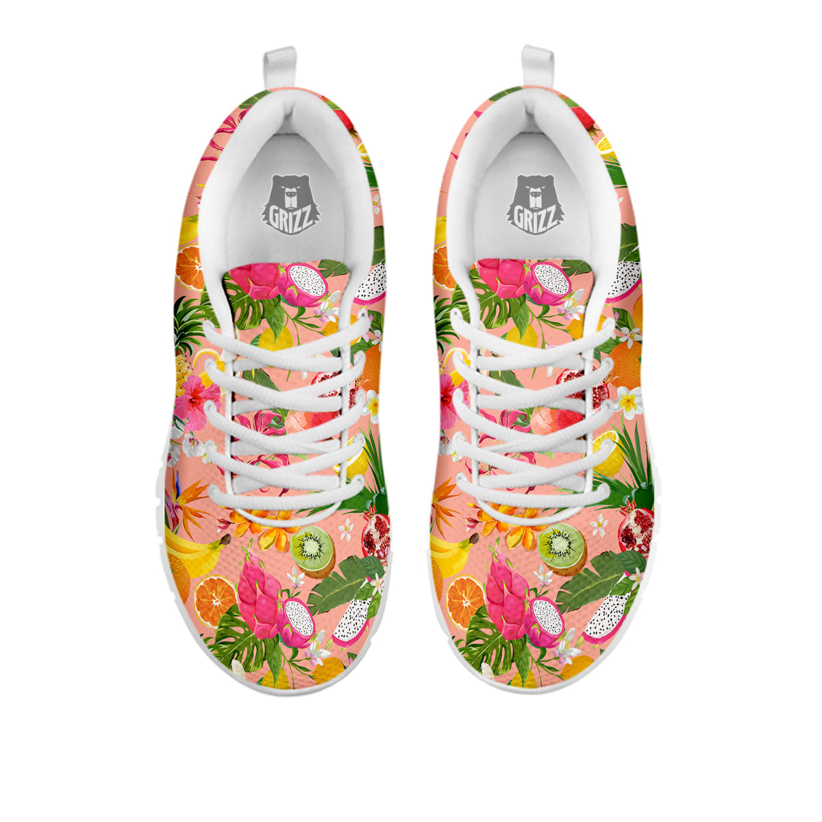 Fruit Leaf Tropical Print Pattern White Sneaker-grizzshop