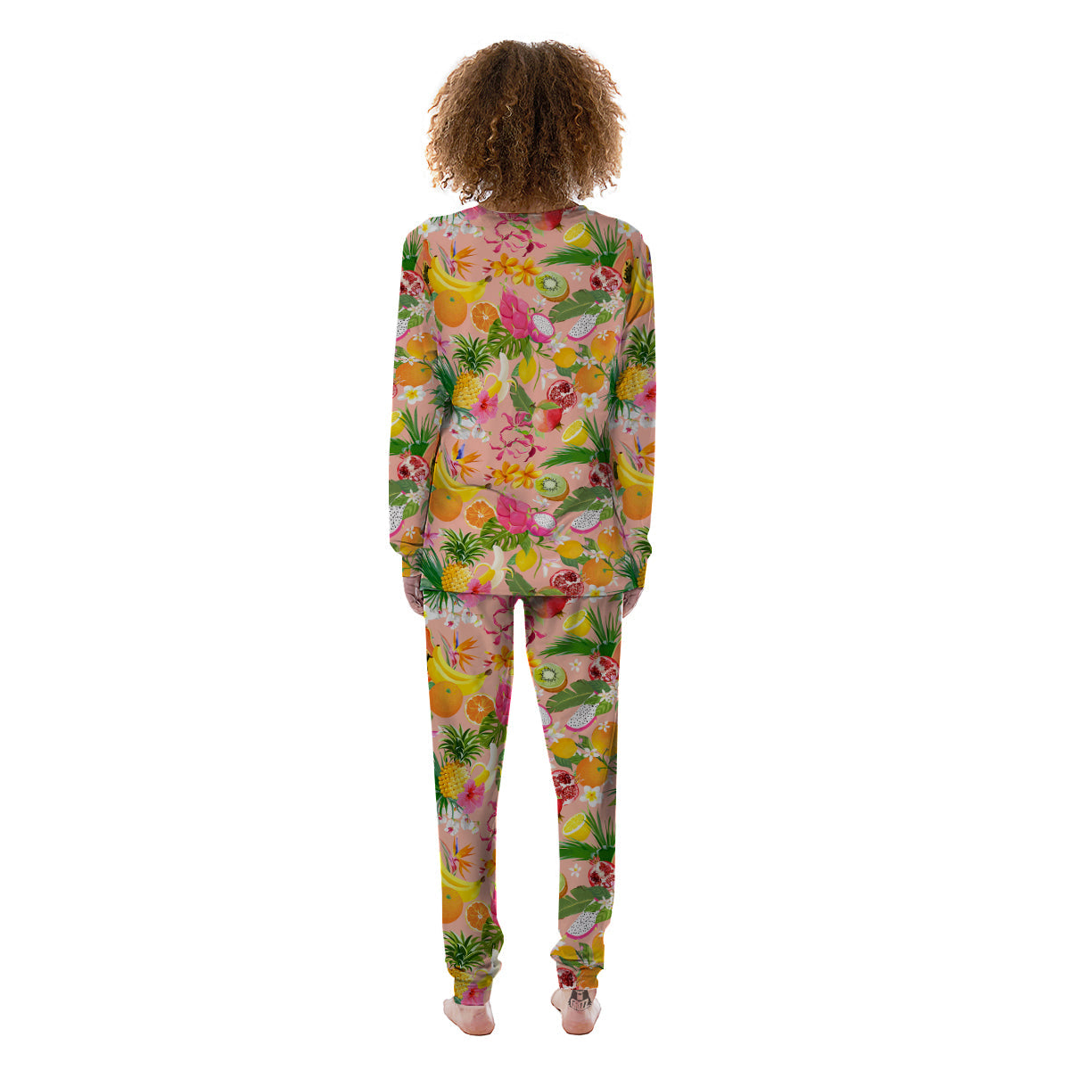 Fruit Leaf Tropical Print Pattern Women's Pajamas-grizzshop