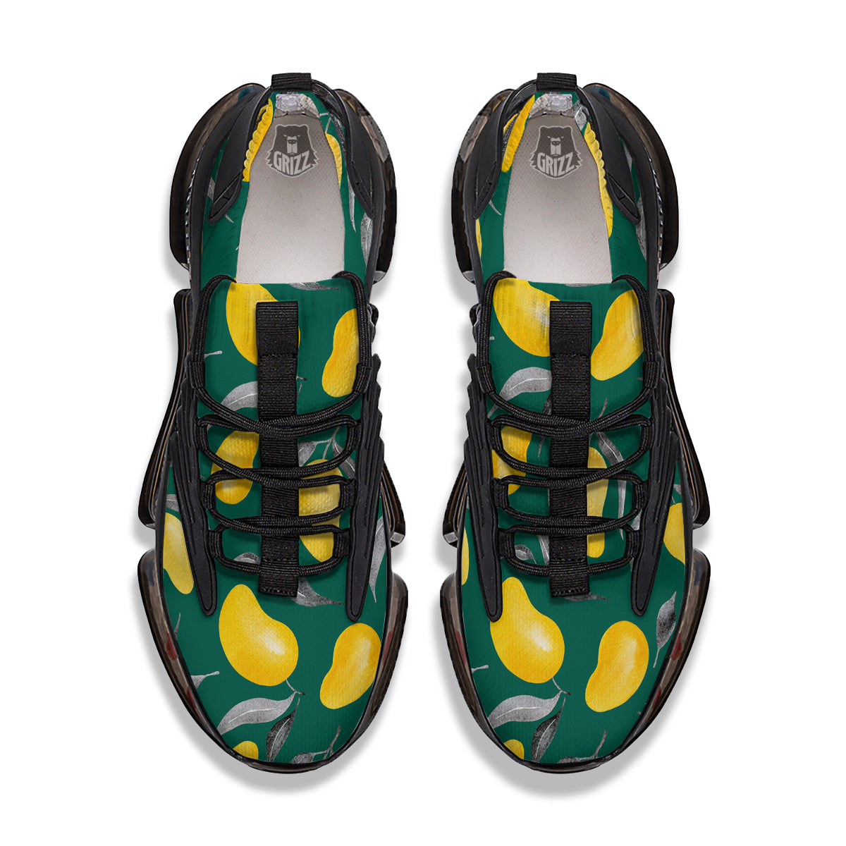 Fruit Mango Yellow Print Pattern Black Gym Shoes-grizzshop