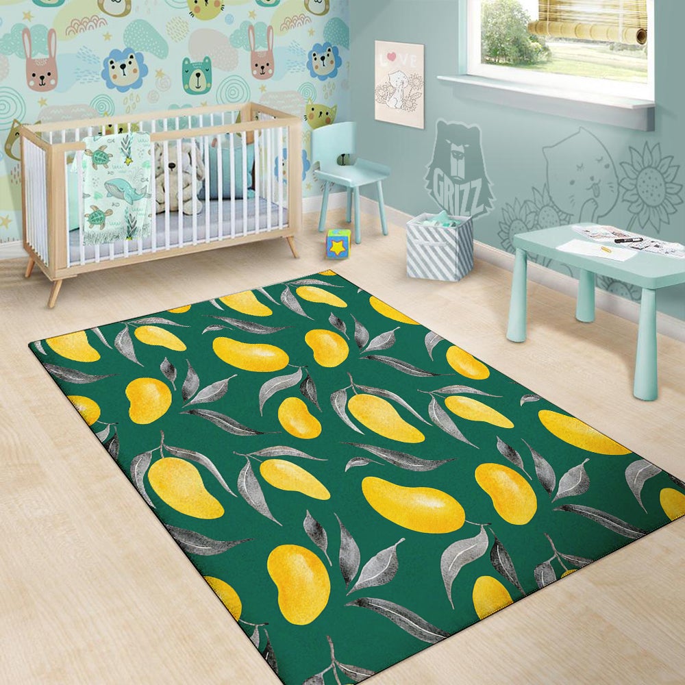 Fruit Mango Yellow Print Pattern Floor Mat-grizzshop