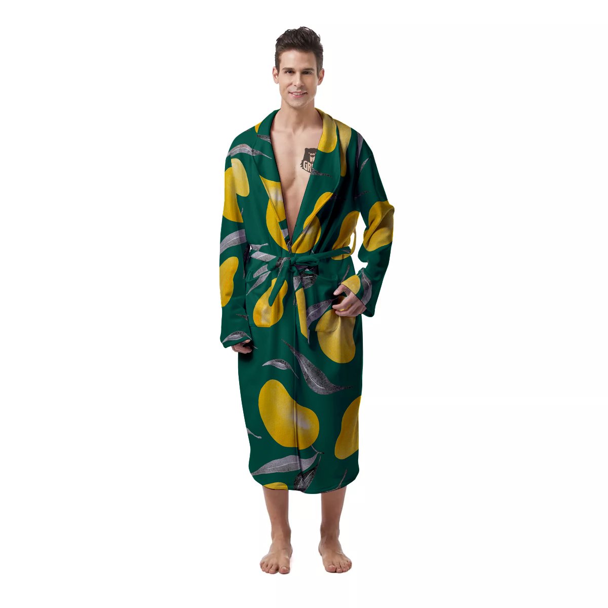 Fruit Mango Yellow Print Pattern Men's Robe-grizzshop