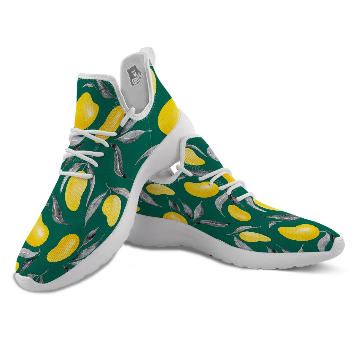 Fruit Mango Yellow Print Pattern White Athletic Shoes-grizzshop