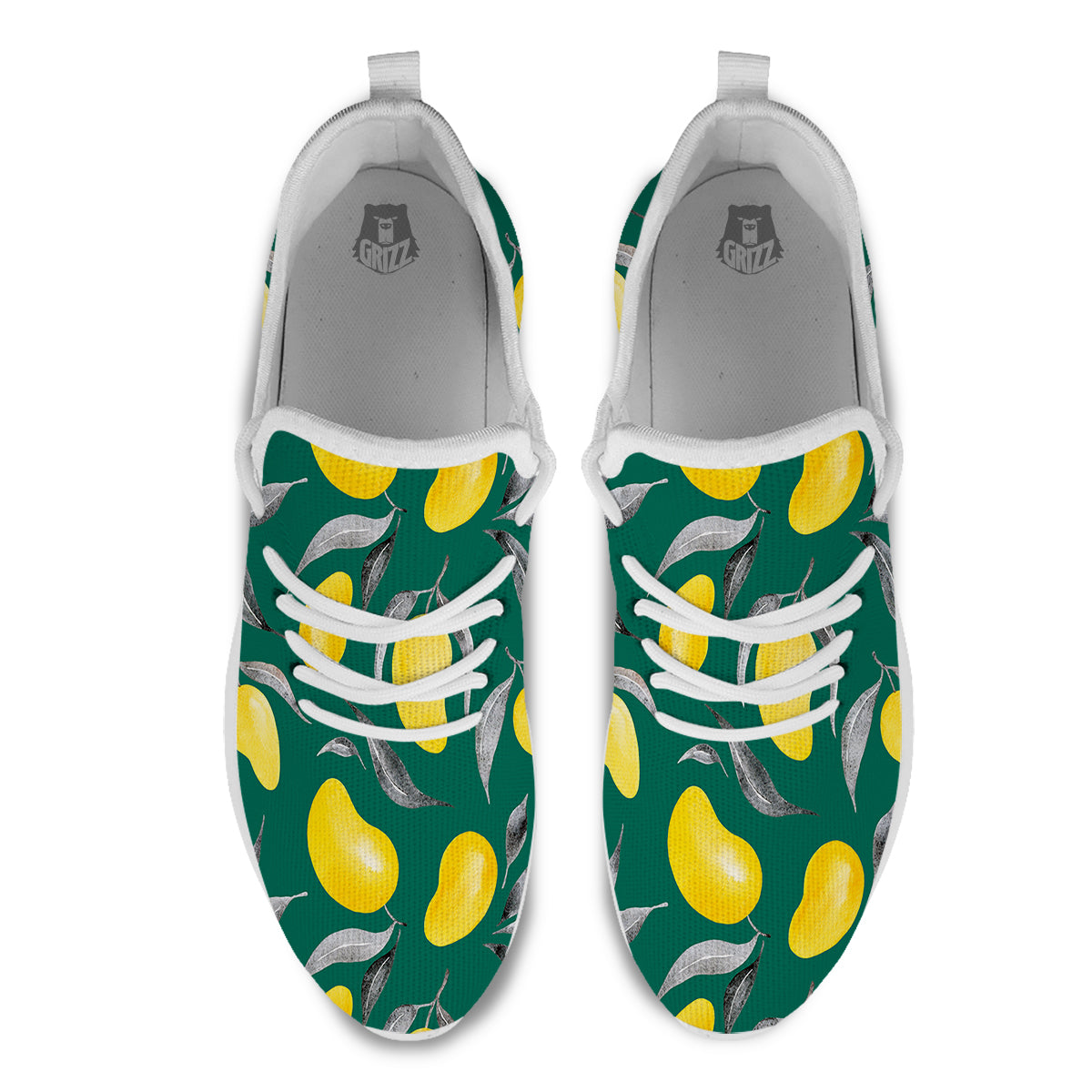 Fruit Mango Yellow Print Pattern White Athletic Shoes-grizzshop