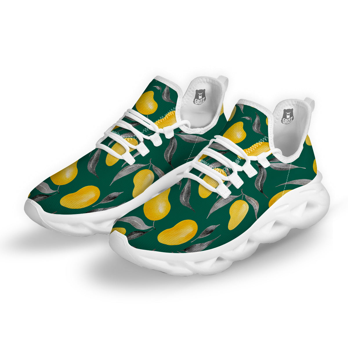 Fruit Mango Yellow Print Pattern White Running Shoes-grizzshop