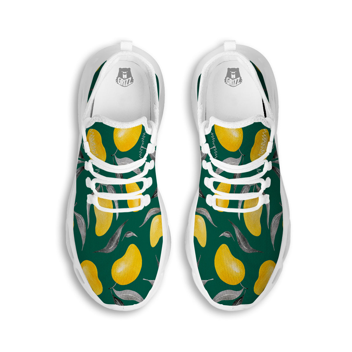 Fruit Mango Yellow Print Pattern White Running Shoes-grizzshop