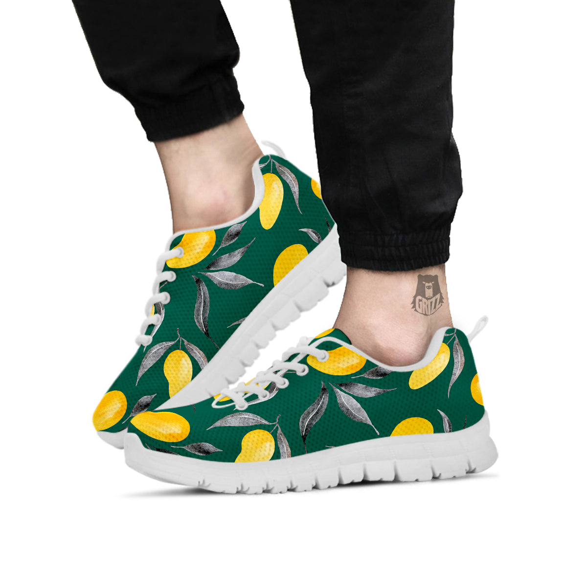 Fruit Mango Yellow Print Pattern White Sneaker-grizzshop