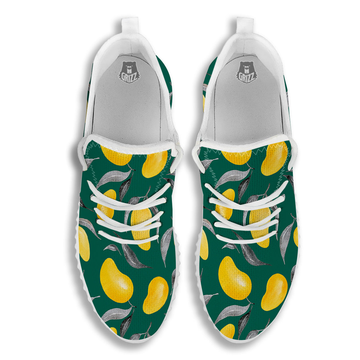 Fruit Mango Yellow Print Pattern White Walking Shoes-grizzshop