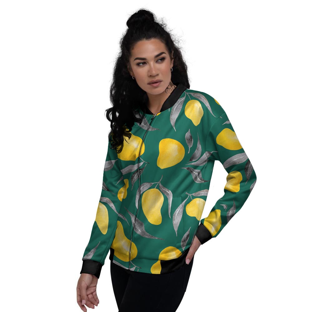 Fruit Mango Yellow Print Pattern Women's Bomber Jacket-grizzshop