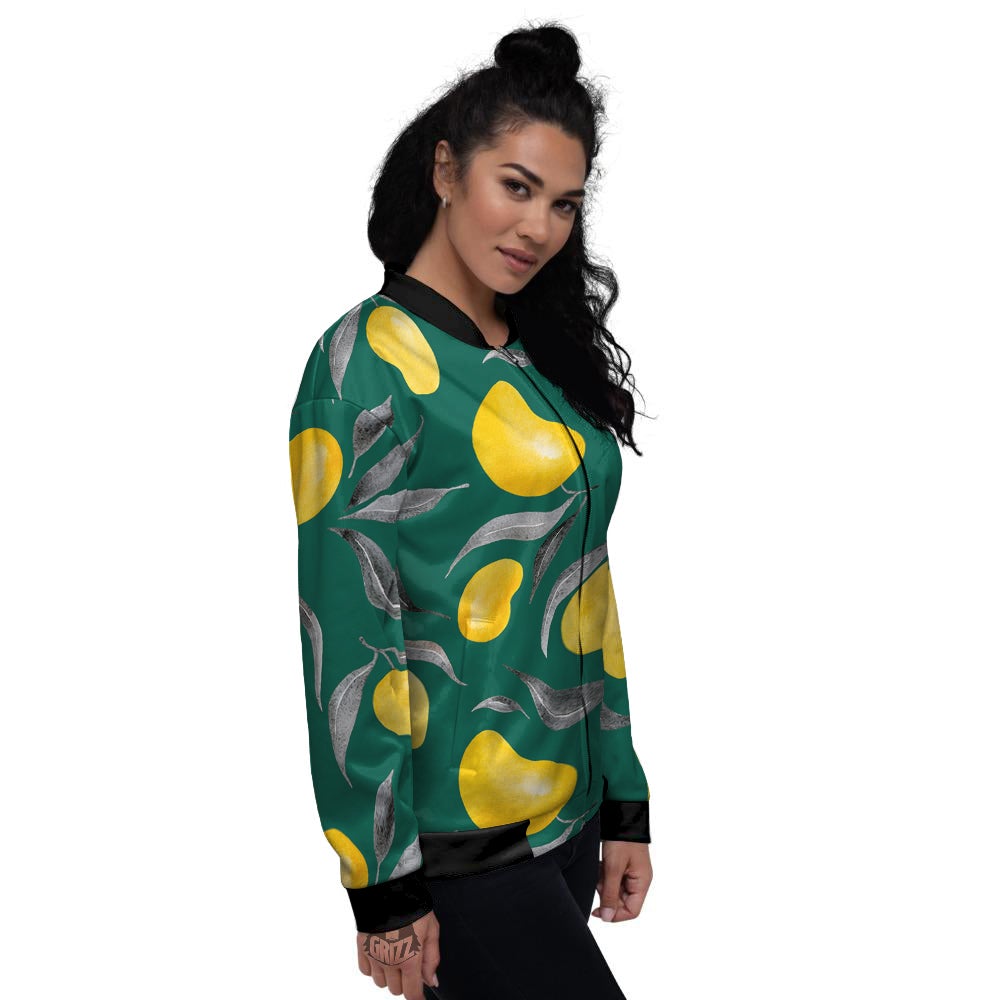 Fruit Mango Yellow Print Pattern Women's Bomber Jacket-grizzshop