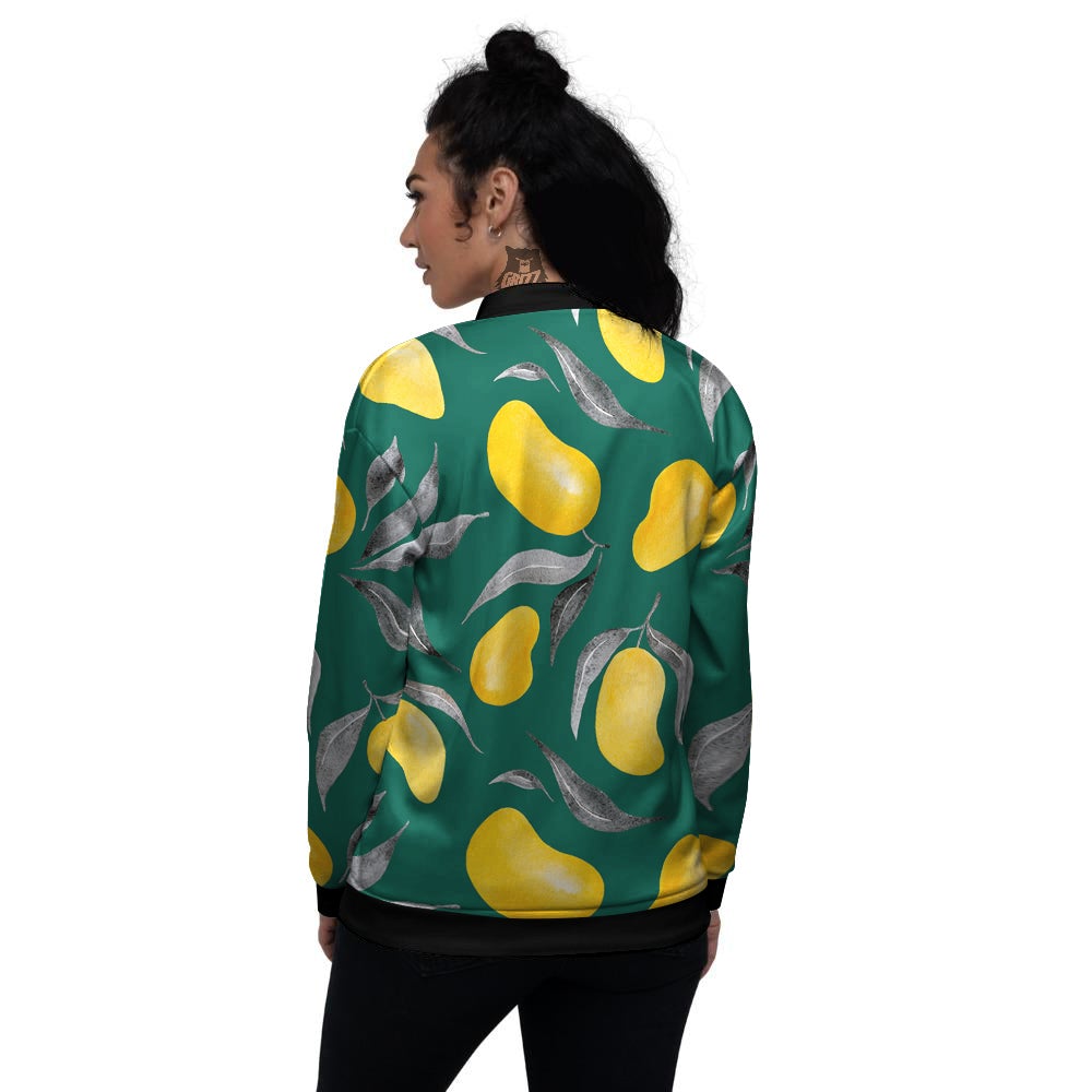 Fruit Mango Yellow Print Pattern Women's Bomber Jacket-grizzshop