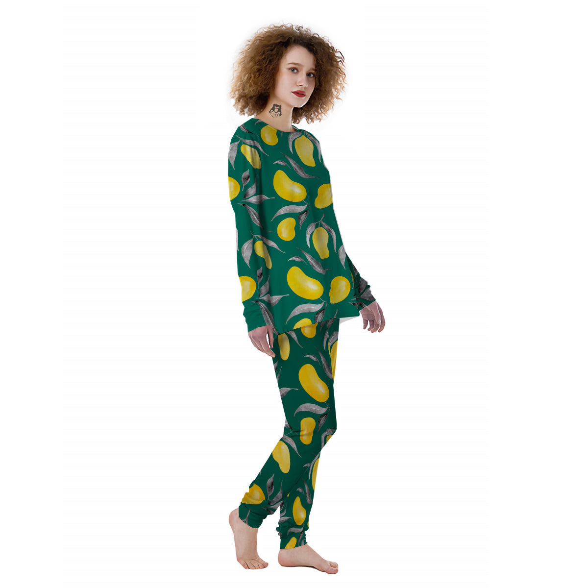 Fruit Mango Yellow Print Pattern Women's Pajamas-grizzshop