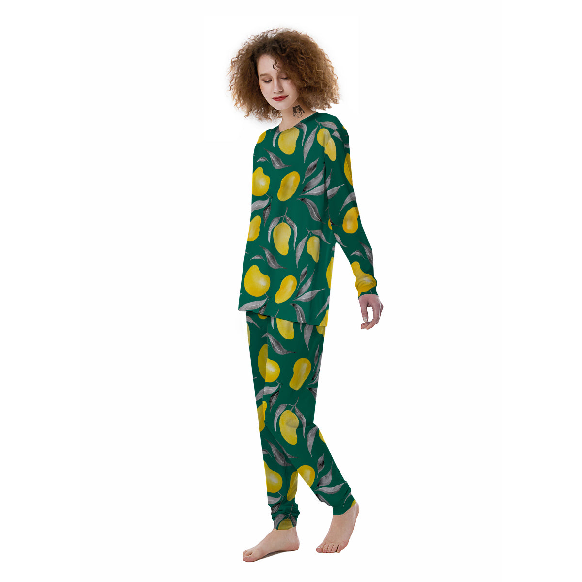 Fruit Mango Yellow Print Pattern Women's Pajamas-grizzshop