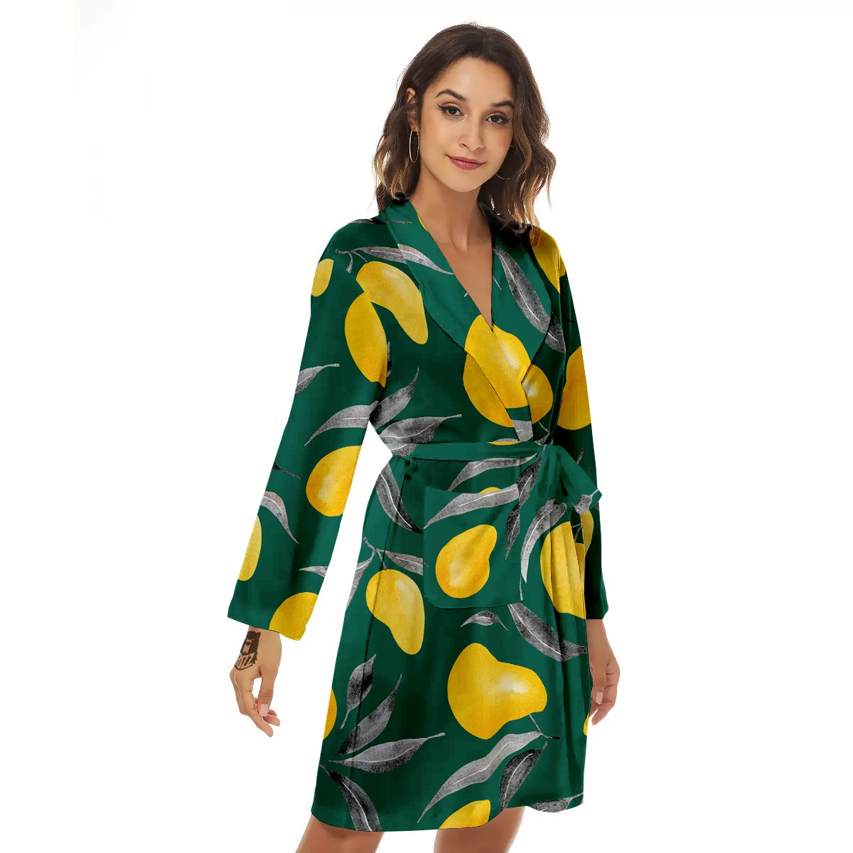 Fruit Mango Yellow Print Pattern Women's Robe-grizzshop