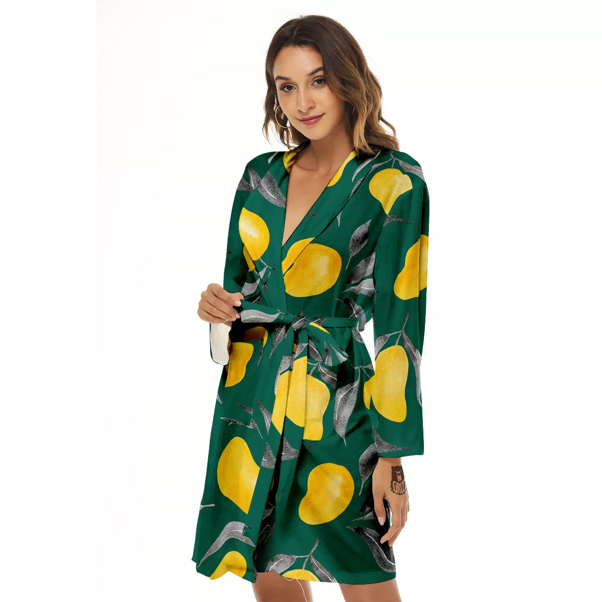 Fruit Mango Yellow Print Pattern Women's Robe-grizzshop