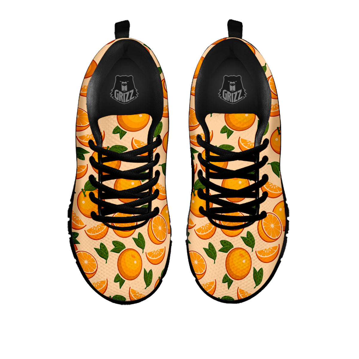 Fruit Orange Print Pattern Black Sneaker-grizzshop